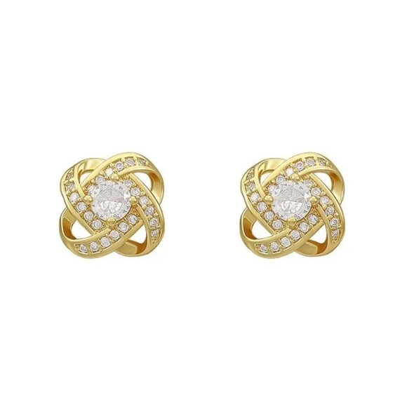 14K Gold Twisted Woven Knot Womens 2ct Diamond Stud Earrings 14 K Silver Jewelry - Picture 8 of 8
